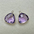 Natural Amethyst Faceted Trillion Briolette Bead Pair - 18K Gold Bezel