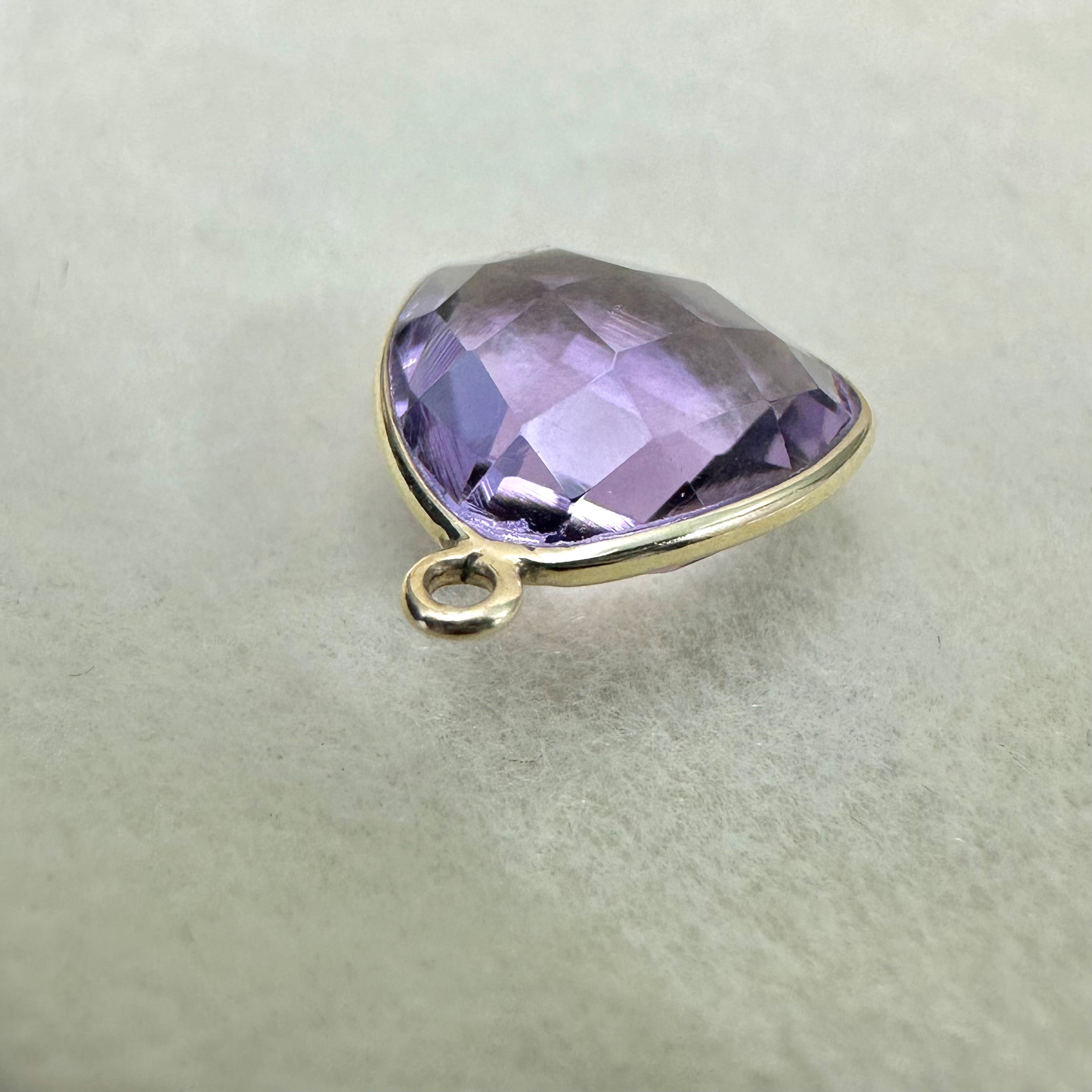 Natural Amethyst Faceted Trillion Briolette Bead Pair - 18K Gold Bezel