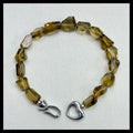 Natural Beer Quartz Faceted Nugget Bracelet Stainless Steel Heart Clasp