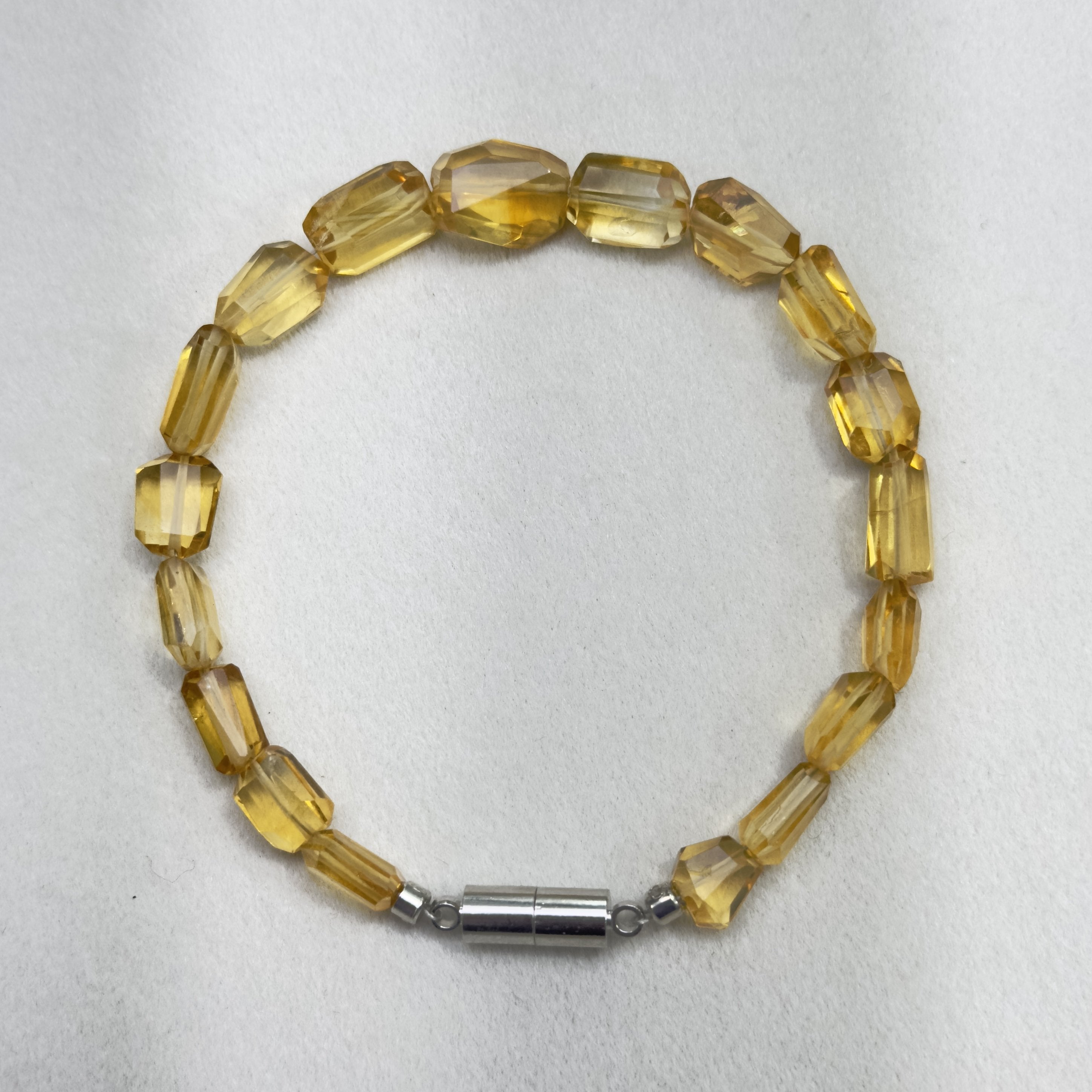 Natural Citrine Faceted Nugget Bracelet Stainless Steel Magnetic Clasp