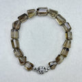 Natural Smoky Quartz Faceted Nugget Bracelet Stainless Steel Magnetic Clasp